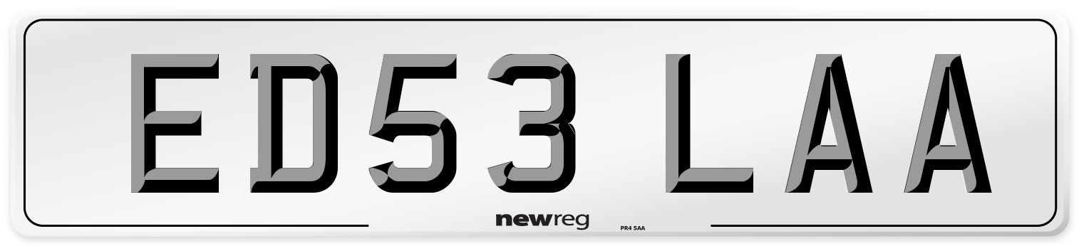 ED53 LAA Number Plate from New Reg